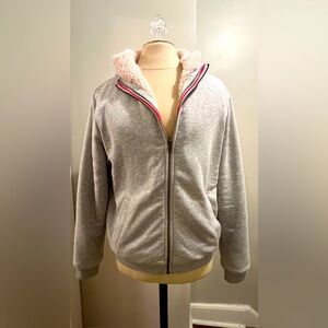 Boden women’s Teddy Lined Zip Through color Grey Marl size U.S. 8